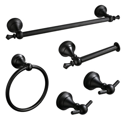 5-Piece Wall-Mounted Bathroom Hardware Set with Towel Bar, Ring & Hooks