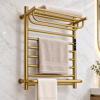 Wall-Mounted Electric Towel Warmer with Built-In Storage Shelf