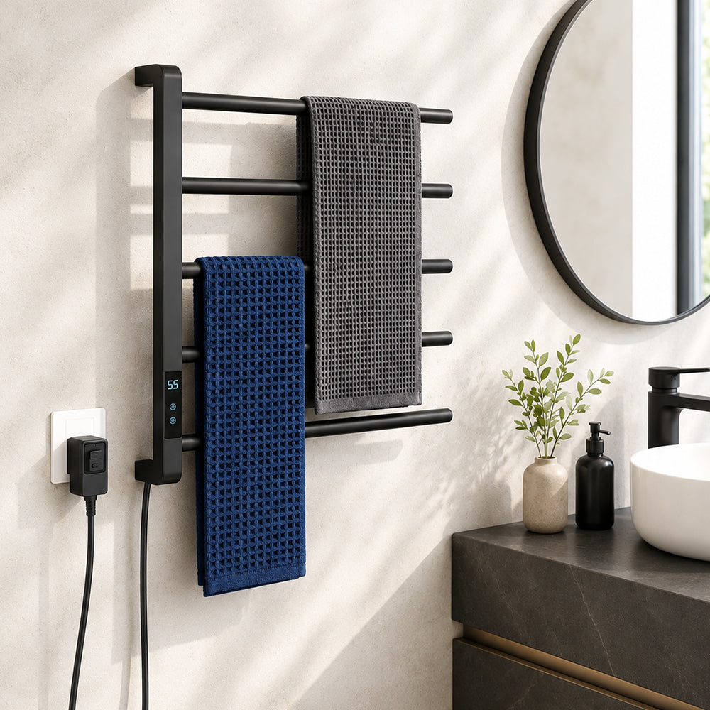 BathLivo 5 Bars Heated Towel Rack for Modern Bathrooms Towel Warmers