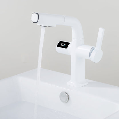 Digital Temperature Display Pull-Out Bathroom Faucet with Handheld Sprayer