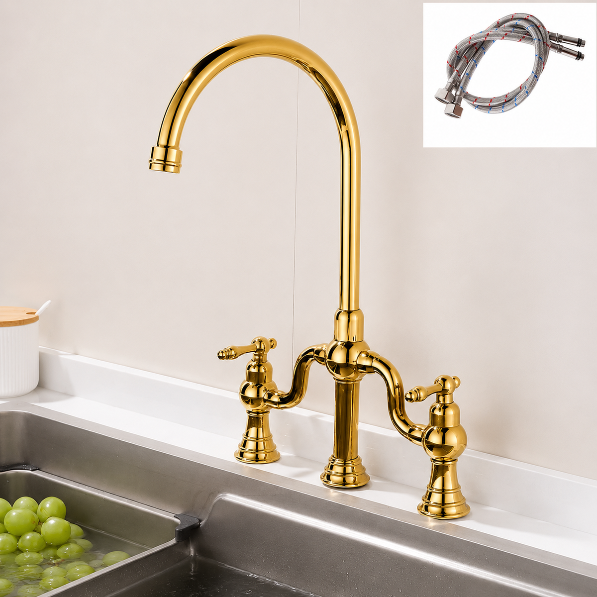 Kitchen Faucet Dual Handle High Arc Luxury Tap