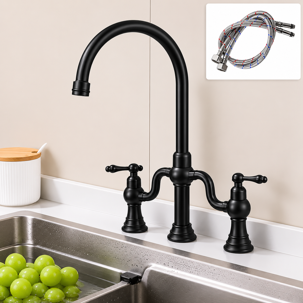 Kitchen Faucet Dual Handle High Arc Luxury Tap