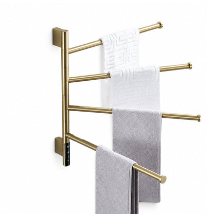 360 swivel electric heated towel rack brushed gold