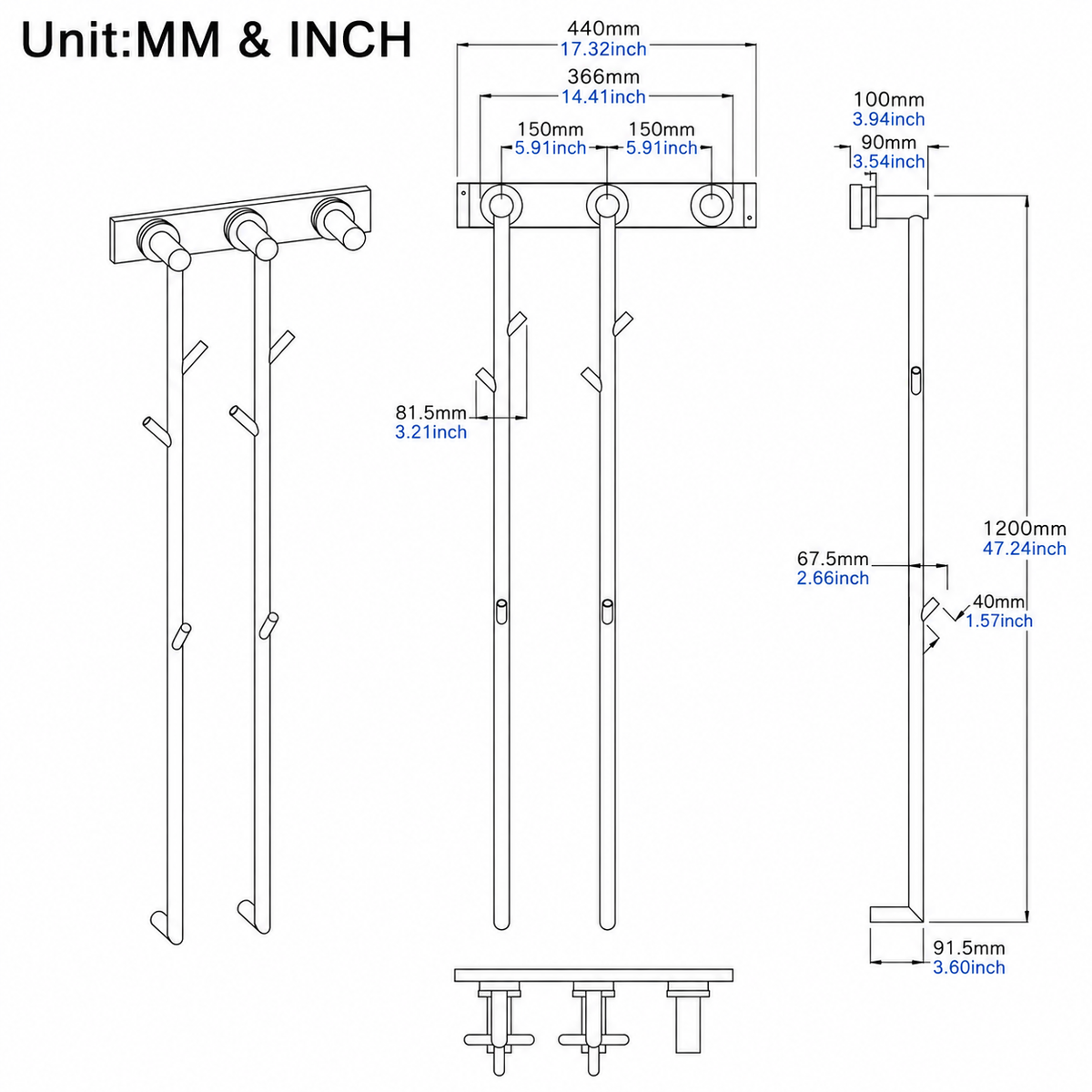 Concealed Hardwired Installation Bathroom Towel Warmer Fast Drying  Stainless Steel Electric Heated Towel Rack