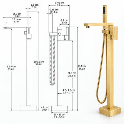 Bathroom Tub Faucet with Hand Shower Bathtub Faucet – Floor or Wall Inlet Installation