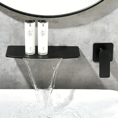 Brass Wall-Mounted Basin Faucet  Modern Waterfall Luxury Bathroom Sink Faucet