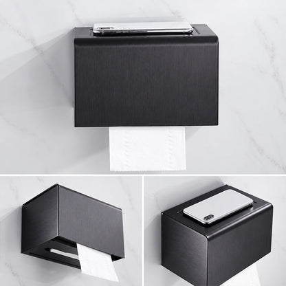 Black Wall-Mounted Bathroom Hardware Set with Towel Racks, Corner Shelves & Toilet Accessories