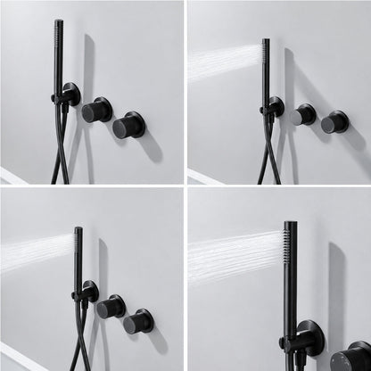 Floor-Mounted Bathtub Faucet with Concealed Controls and Handheld Shower