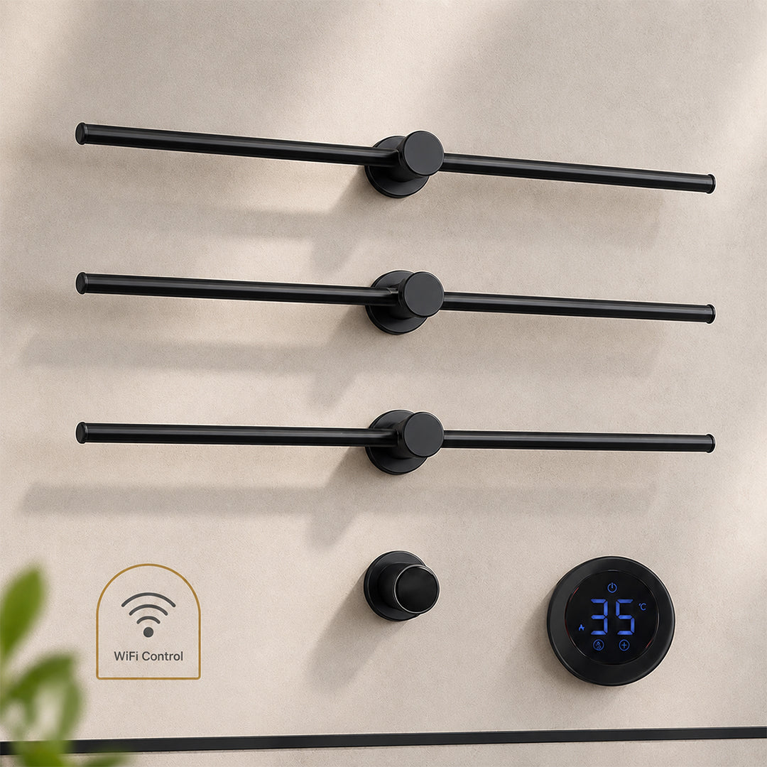 Wall-Mounted 3-Bar WiFi Heated Towel Rack with Smart Control