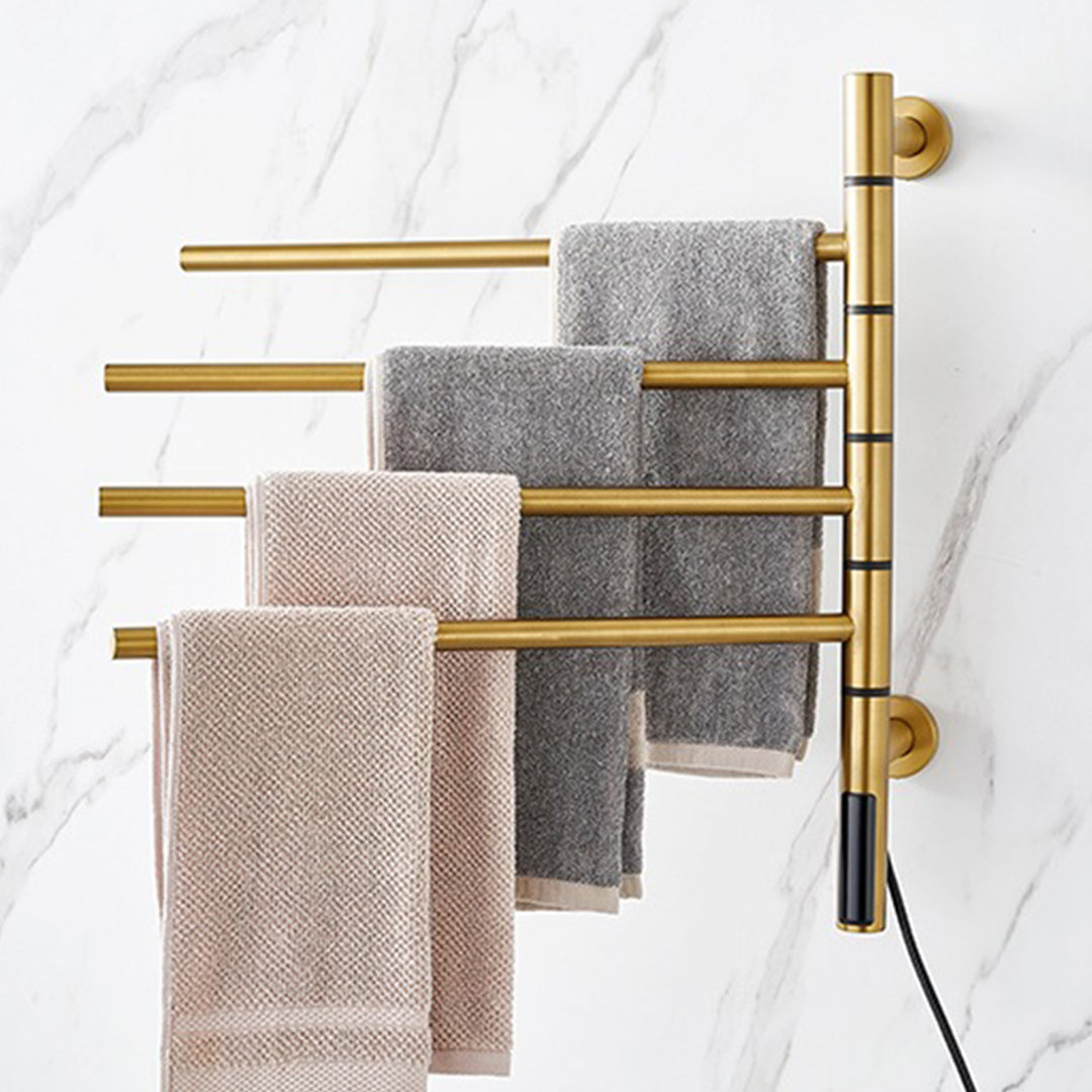 Wall-Mounted Rotating Heated Towel Rack with 4 Swivel Bars