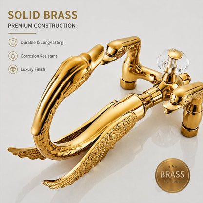 Luxury Wall Mounted Bathtub Faucet Swan Double Handle Bath Shower Faucet Water Tap
