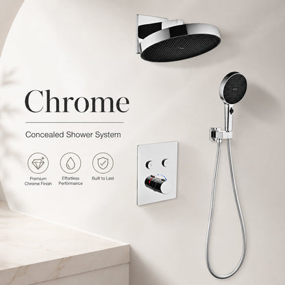 Concealed Shower System with Rainfall Shower & Multi-Mode Handheld Spray