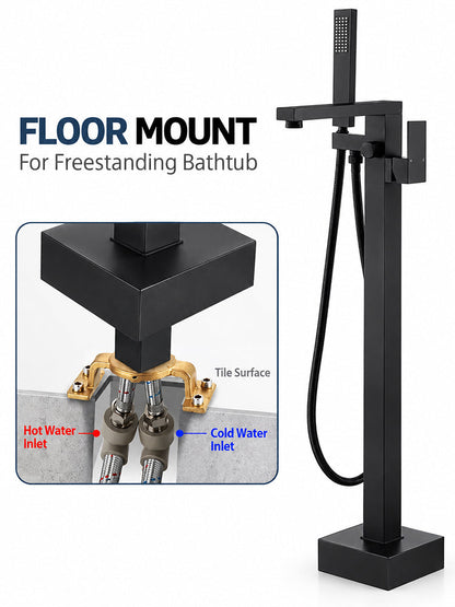 Bathroom Tub Faucet with Hand Shower Bathtub Faucet – Floor or Wall Inlet Installation