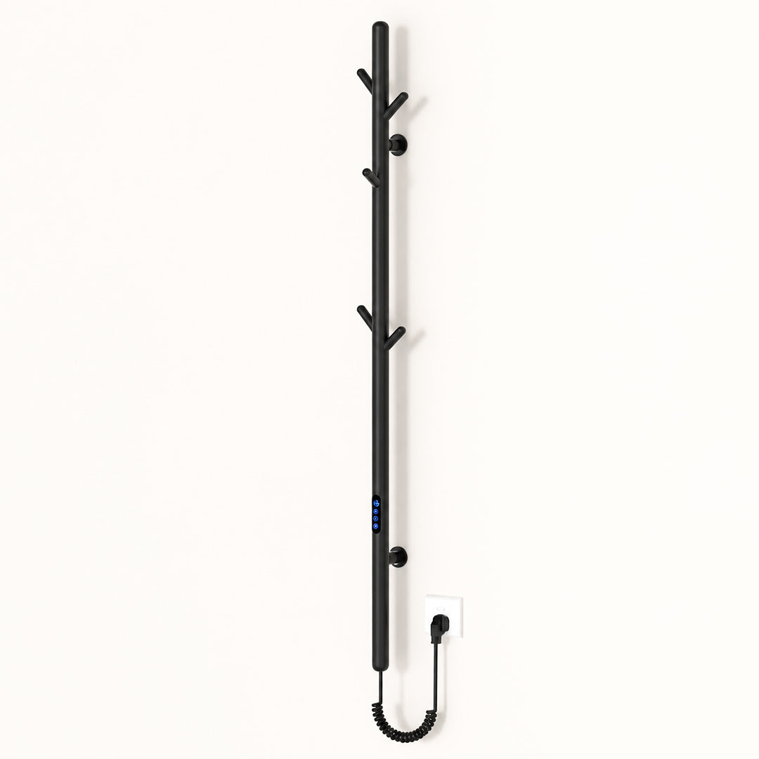Electric Heated Towel Rack with Hooks, Wall-Mounted Towel Warmer with Touch Control