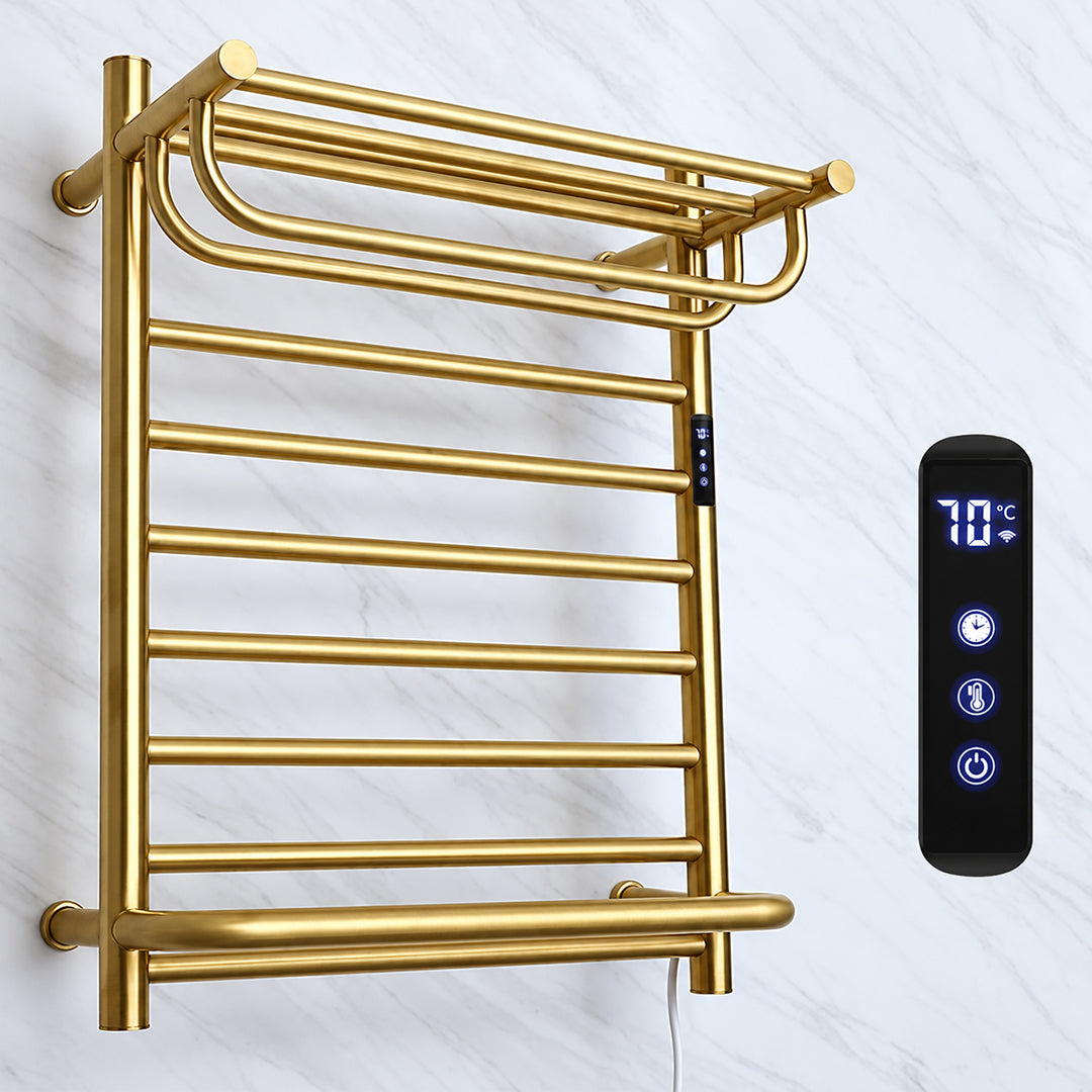 Wall-Mounted Electric Towel Warmer with Built-In Storage Shelf