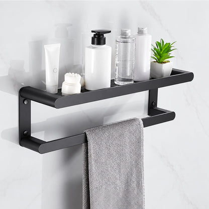 Black Wall-Mounted Bathroom Hardware Set with Towel Racks, Corner Shelves & Toilet Accessories