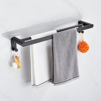 Black Wall-Mounted Bathroom Hardware Set with Towel Racks, Corner Shelves & Toilet Accessories
