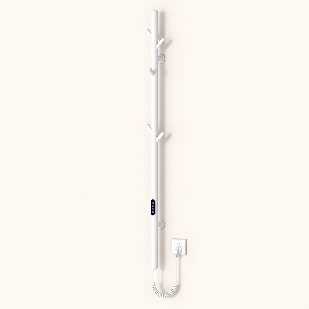 Electric Heated Towel Rack with Hooks, Wall-Mounted Towel Warmer with Touch Control